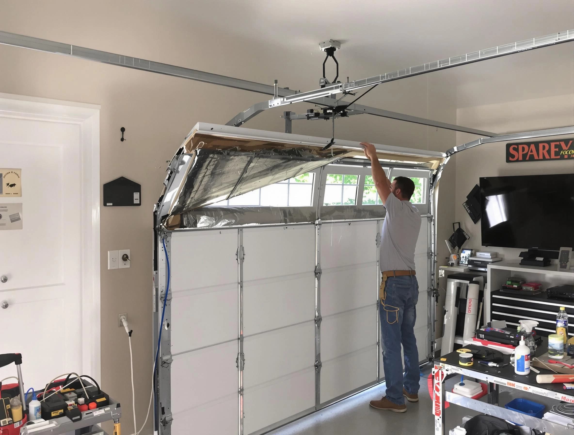 Garage door section replacement by Pittsburgh Garage Door Repair in Pittsburgh