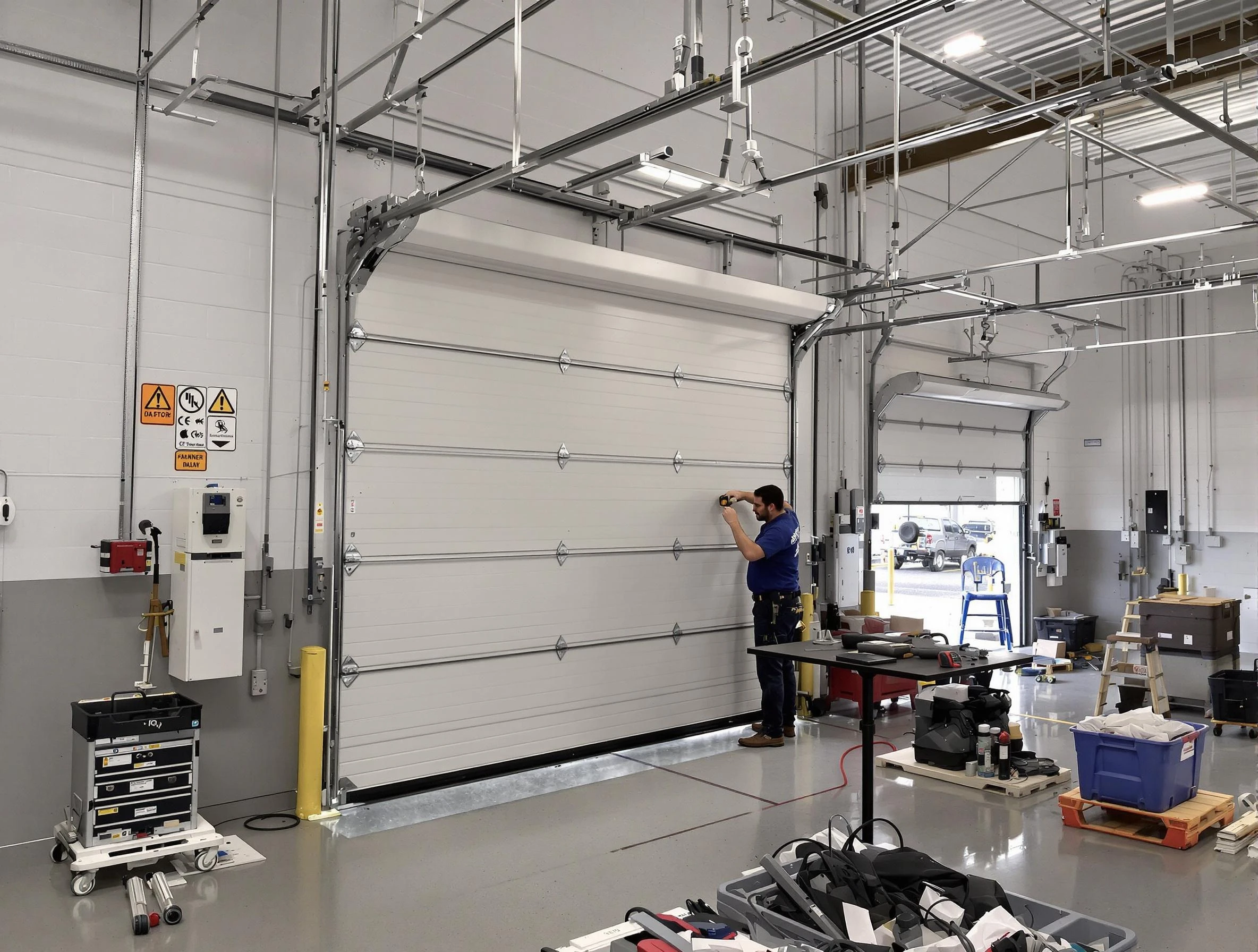 Commercial garage door repair being performed by Pittsburgh Garage Door Repair expert in Pittsburgh