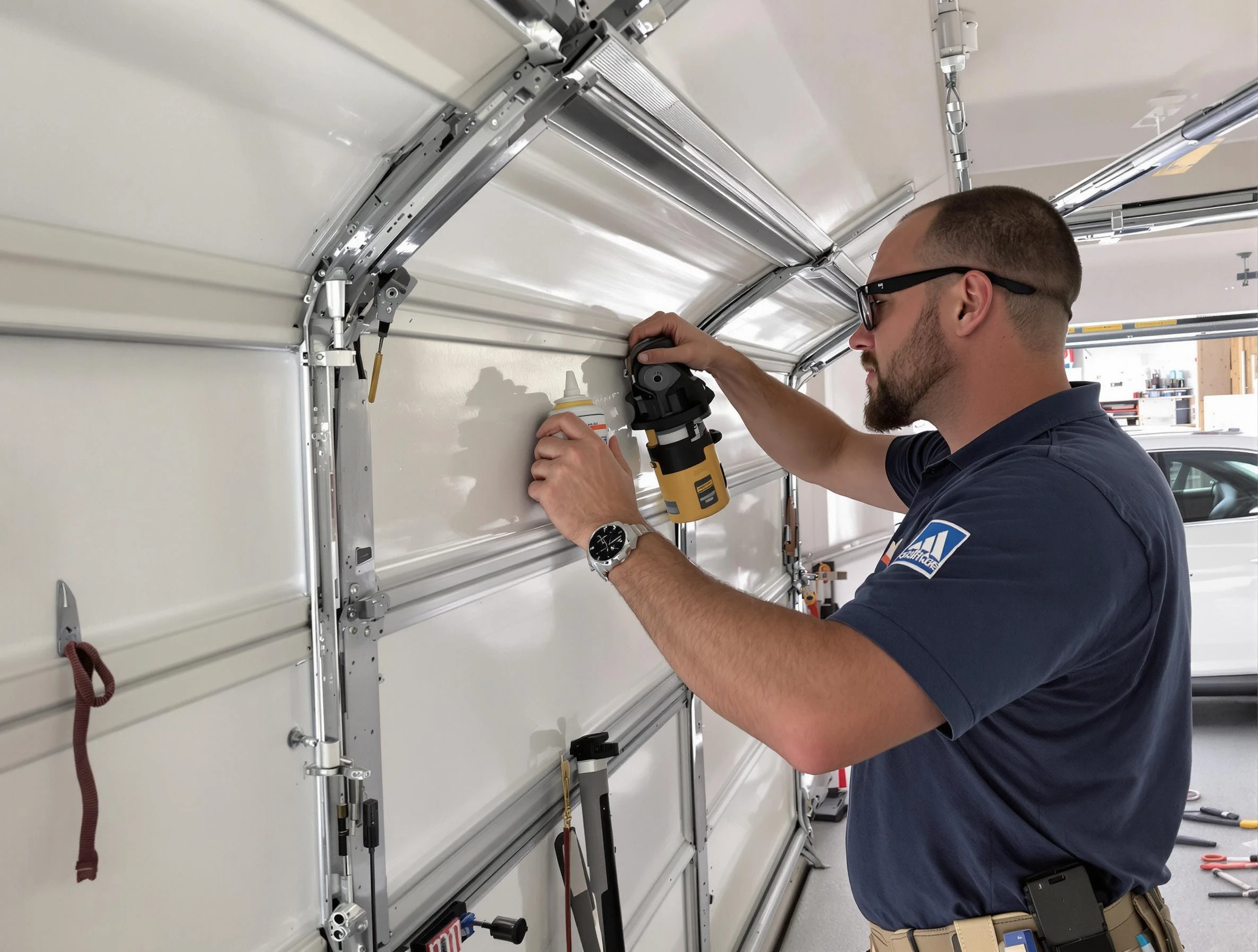Pittsburgh Garage Door Repair technician performing comprehensive noise reduction service in Pittsburgh